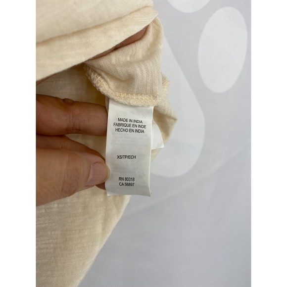 Lucky Brand NWT Mixed Media Embroidered Short Sleeve V Neck Boho Top Nat XS New - Picture 8 of 10